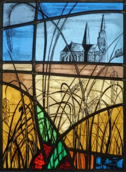 vitrail traditionnel,vitrail au plomb,Vitrail,Chartres,galerie du vitrail,vitraux,vente de vitraux en ligne, centre,eure et loir,eure et loire, cathédrale, Jacques Loire, Gabriel Loire, vierge, champ, beauce, blé